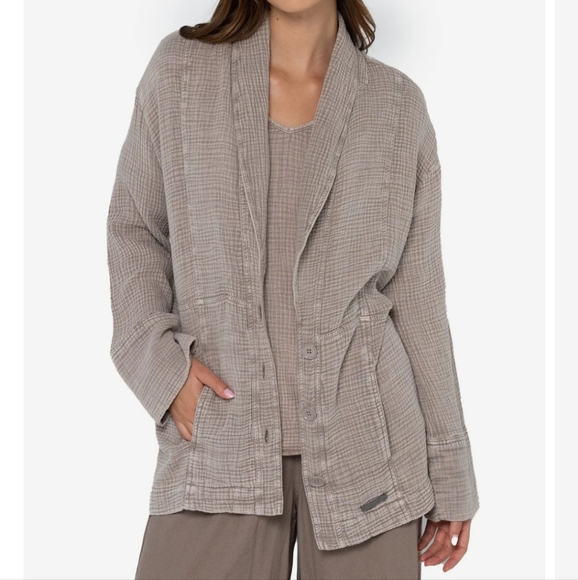 Peace Love World Jackets & Blazers - 🏷️ Peace Love World Button-Front Gauze Topper Jacket Mushroom Size 2X